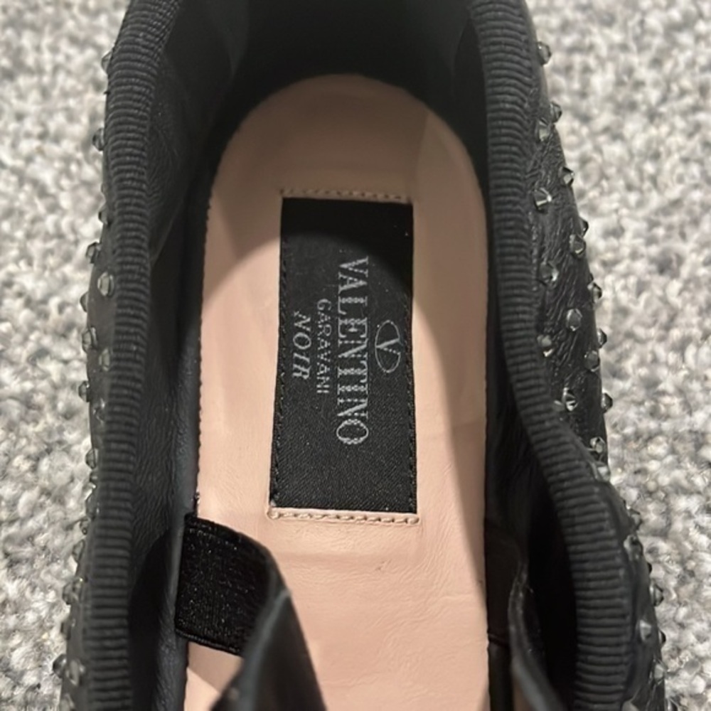 Valentino Garavani Rockstud Crystal Leather Ballerina Flat in Black Size 38 NWOT - Picture 3 of 8